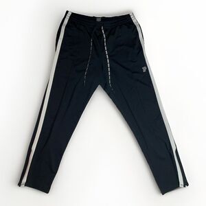 Victorias Secret Pink Track Pants Full Length Black Zip Leg Embroidered Size L